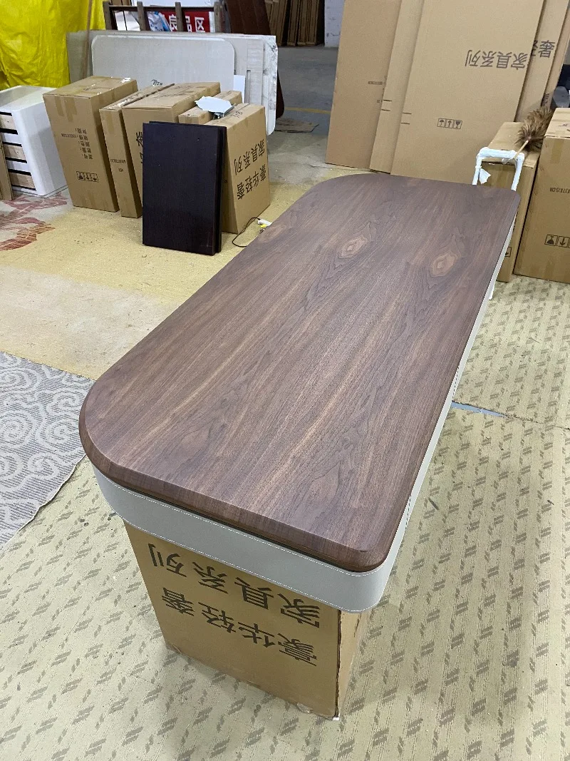 Office Table, Walnut Desk, Office Desk and Chair Set, Retro Walnut Wood Veneer, Computer Desk, Italian Executive Office Desk Set