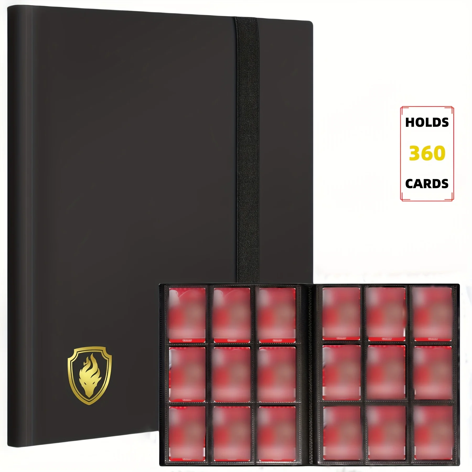 9-vakjes trading card binder voor 360 kaarten, stijlvolle zijdelingse kaartenalbum, stevige kaartenverzamelfolder voor TCG