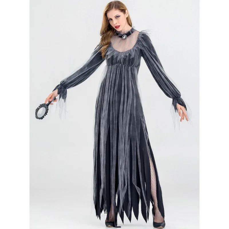 Women's Halloween Scary Costume Gothic Ghost Bride Vampire Demon Dress for Haunted House Carnival Party Performance Festive