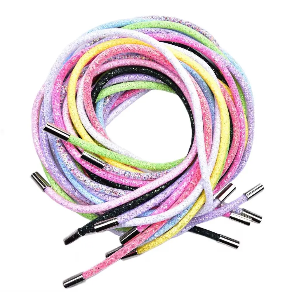 138Cm Shiny Sequin Round Drawstring For Hoodie Trouser Sweatpant Rope Replacement Rhinestone Hoodies String  Soft Tube Ro
