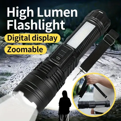 LED Flashlight Rechargeable Long-Beam Portable Outdoor Emergency Lighting With Long Battery Life, Suitable For Camping And Hiki