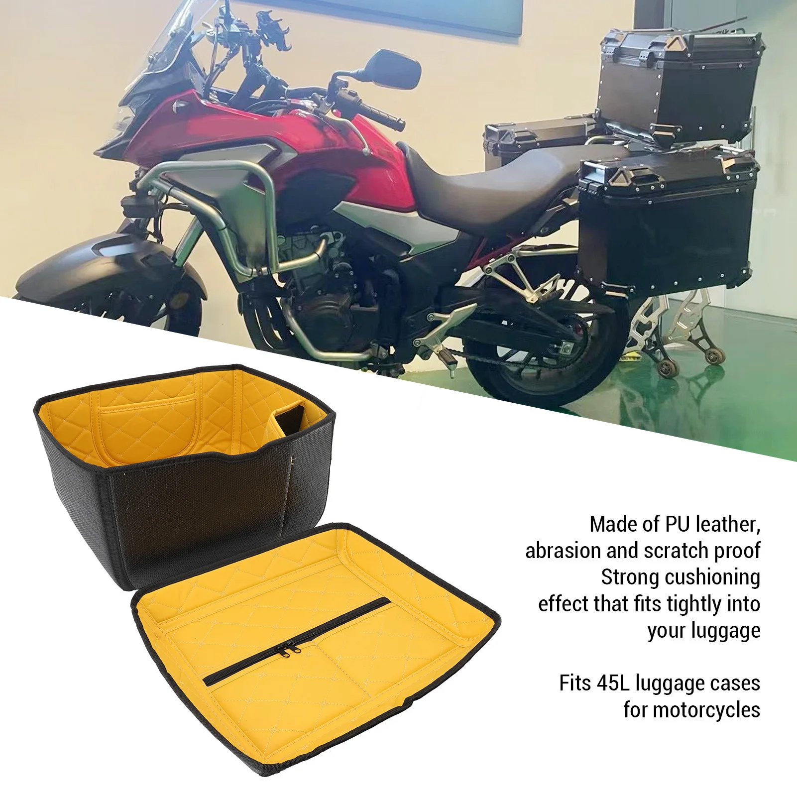 

Motorcycle Top Box Liner Long Lasting Strong Buffer Anti Scratch PU Leather Motorcycle Tail Top Box Liner Pad for 45L Tail Box