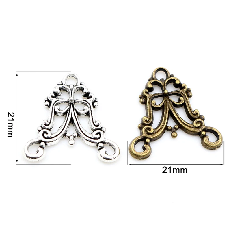 30pcs/lot Antique Silver Plated/Bronze Flower Butterfly Style Connector Charm Pendant DIY Jewelry Supplies for Bracelet Necklace