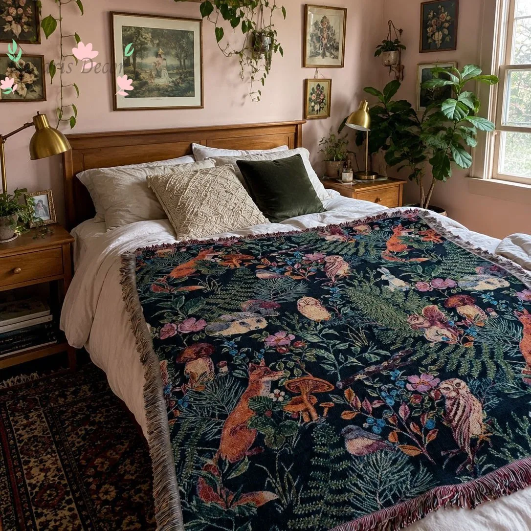 Russian OZON WB Vintage Woodland Animals, Animal Series Landscape, Blanket Blanket
