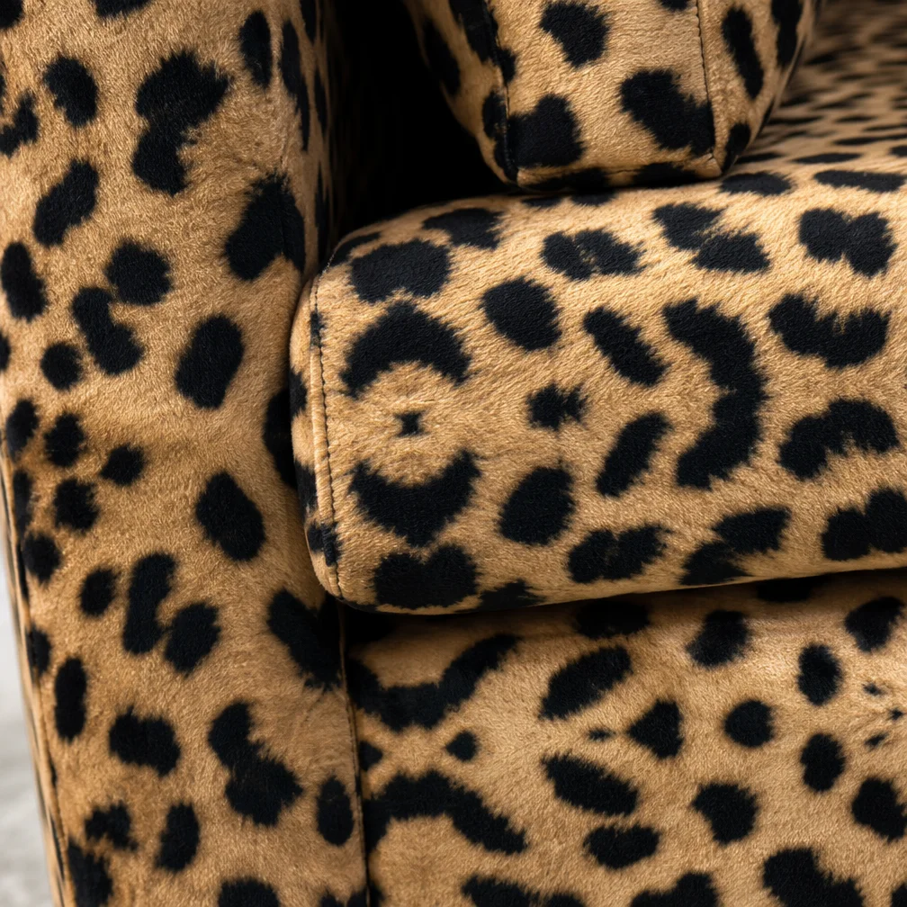 &Maximalist Luxury Leopard Print Velvet Armchair  Living Room Sofas Statement Piece for Hotel Lobby & Boutique Living Room