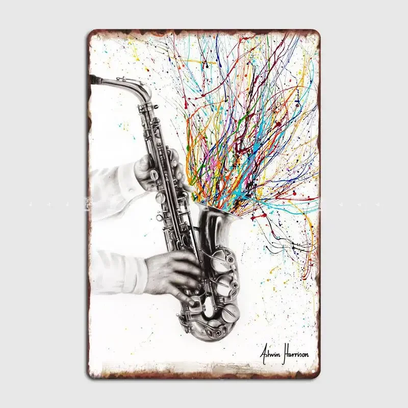 The Jazz Saxophone Poster Metal Plaque Club Home Club Bar Funny Wall Decor Tin Sign Posters