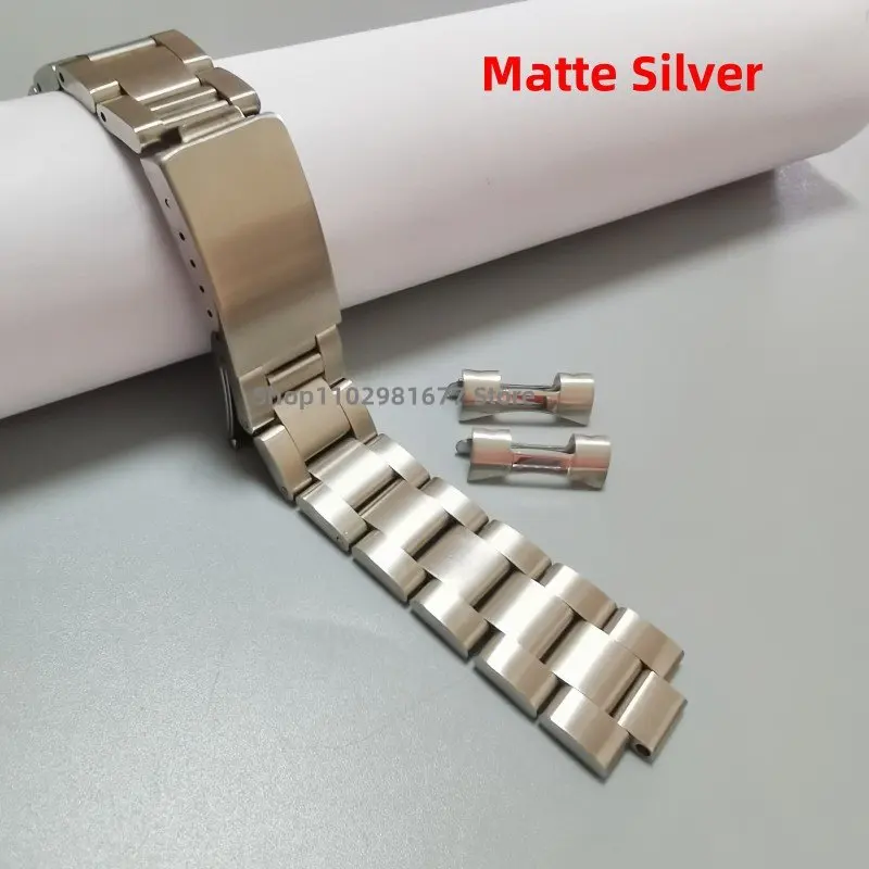 18mm 19mm 20mm Silver Gold 316L Stianless Steel Curved End Vintage Oyster Watch Band Strap Fit for RLX Watch Replace Bracelet