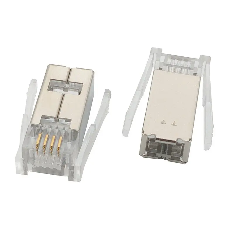 

4P4C Crystal Head Double shrapnel Phone line network crystal head for special equipment for medical aerospace communications