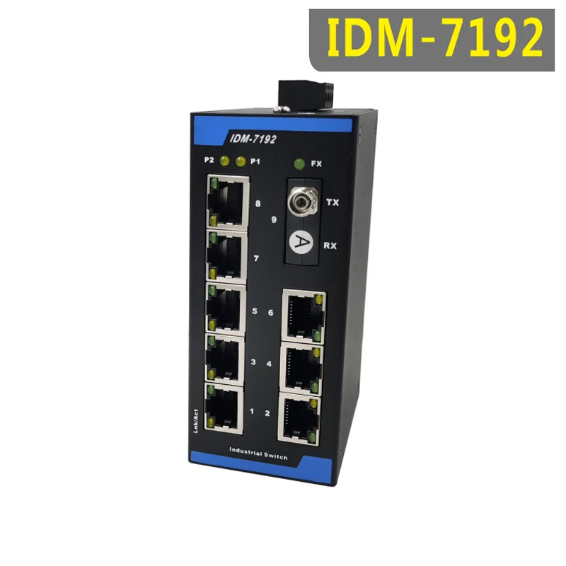 

IDM-7192-FC1 DIN Rail 9-Port Industrial 100M Ethernet Switch 1 Optical 8 Electrical Fiber Transceiver