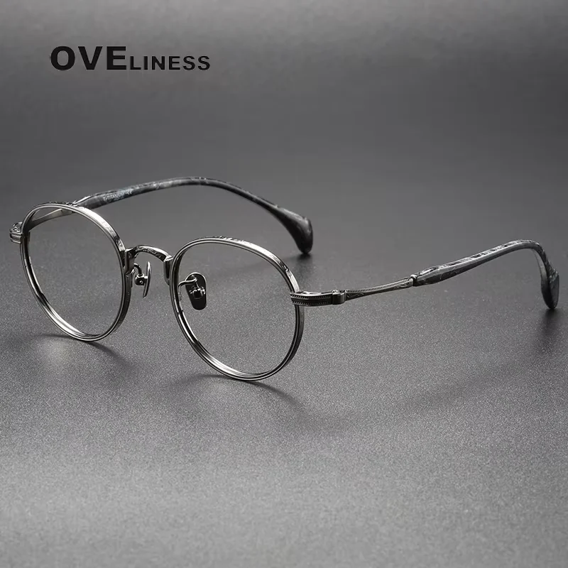 

Pure Titanium Glasses Frame Men Retro Round Eyeglasses frames Women 2025 Vintage full Eyewear Spectacles