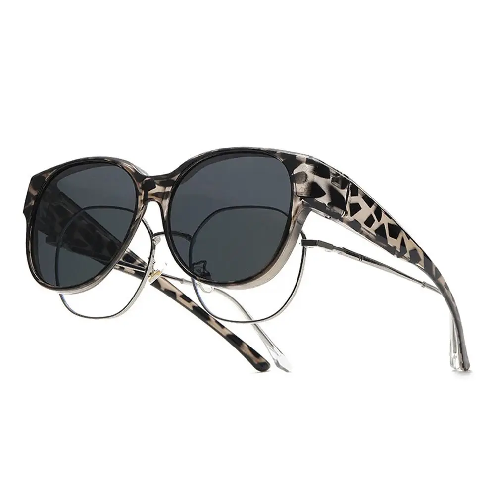 

Summer UV Protection Driving Sunglasses Round Frame Y2K Wear Over Glasses Retro Black Shades for Women Men