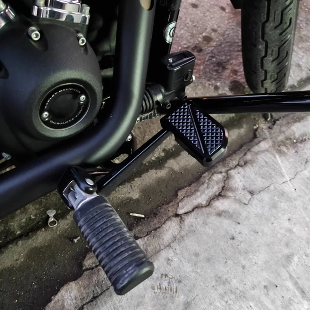 For Harley Low Rider Softail Standard Street Bob FXBB Motorcycle Enlarger Foot Brake Extension Pad Black Rear Brake Pedal Black