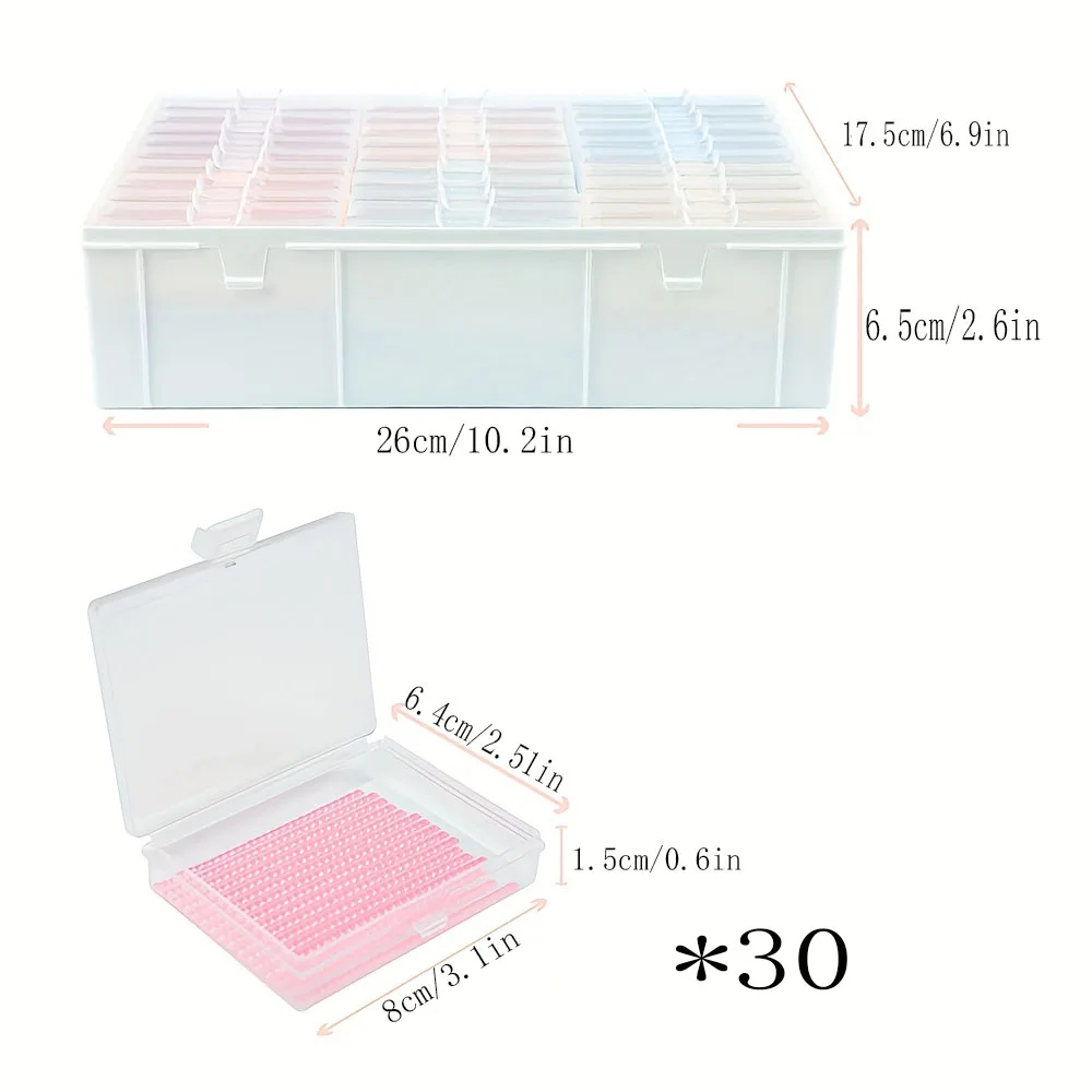 Diamond Painting 30 Grids Lockable Storage Tray Box, 5D DIY Diamond Art Tools Organizer Kit, Diamond Painting Accessories Set