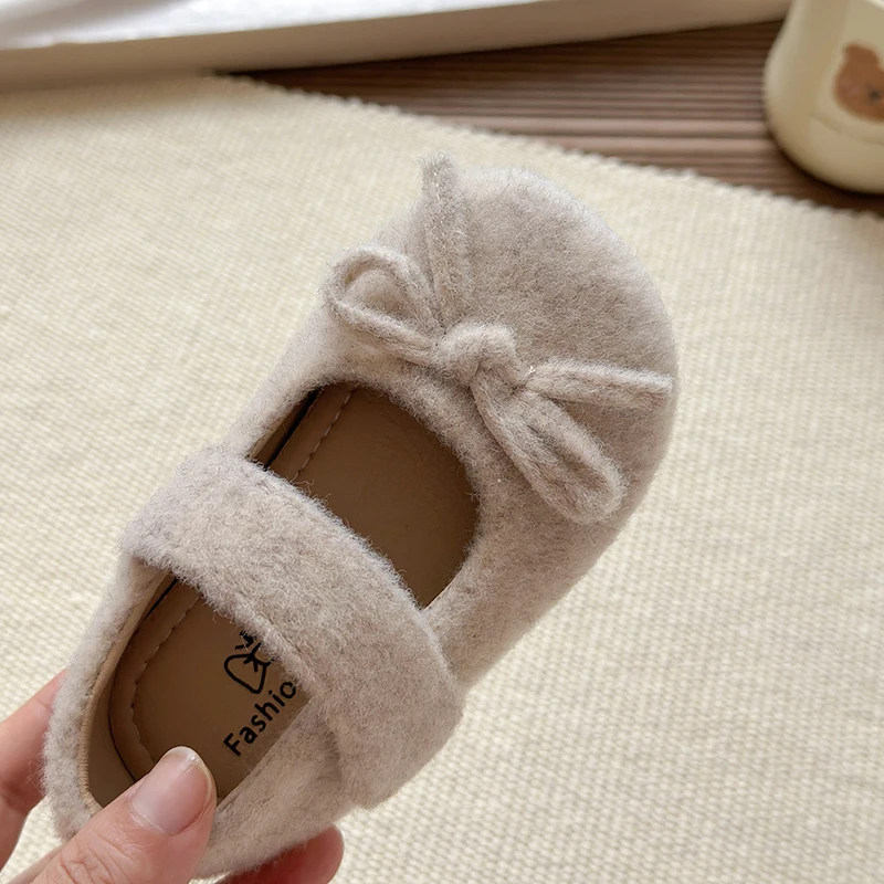 

Girls Retro Flat Shoes Baby Children Spring and Autumn New Soft-soled Luxury Mary Jane Shoes Warm and Comfortable Cotton Shoes