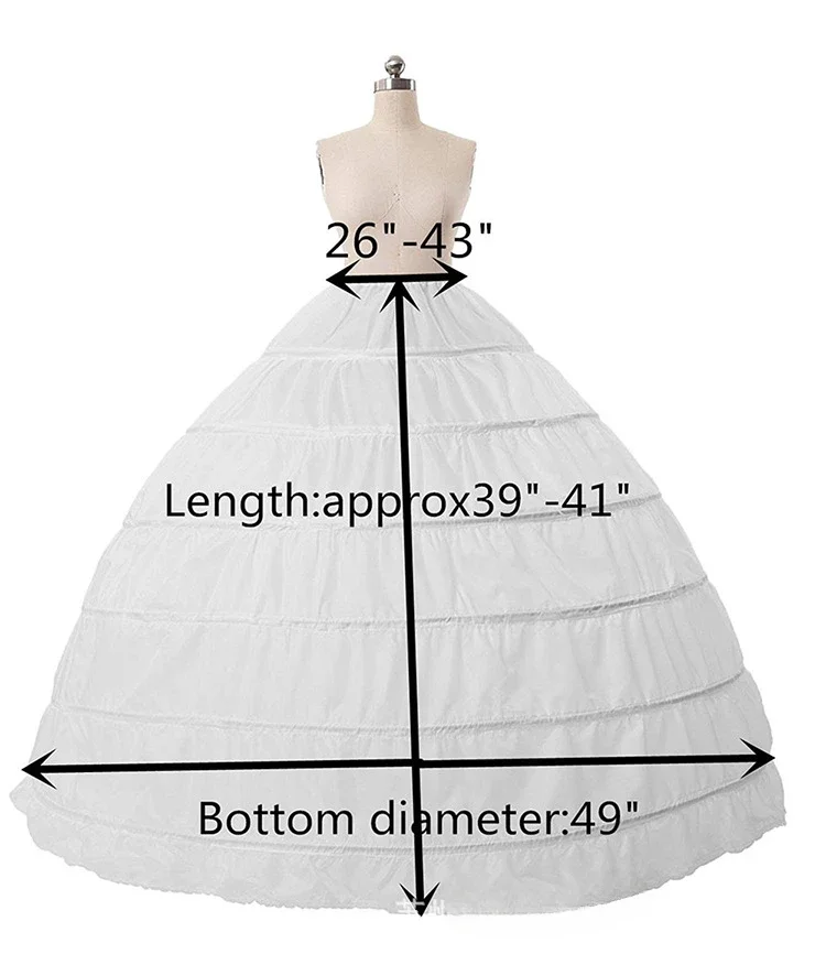Wedding skirt, wedding dress, performance dress, 6-loop yarn-free Large size Petticoat