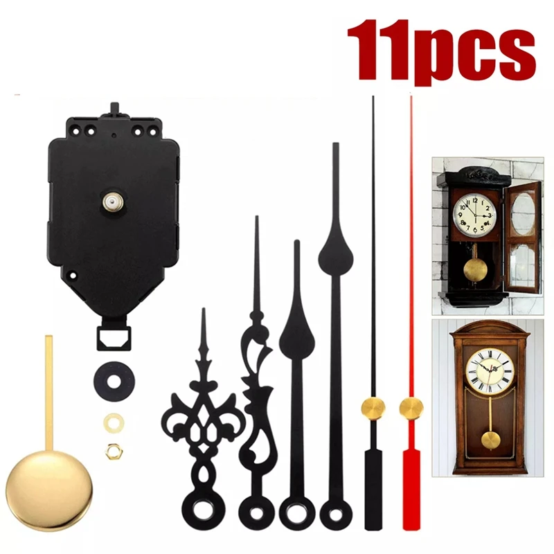 WISH DIY Quartz Wall Clock Pendulum Swing Movement Mechanism Kit Repair Parts For DIY Clock Replacement With 2 Pairs Hands