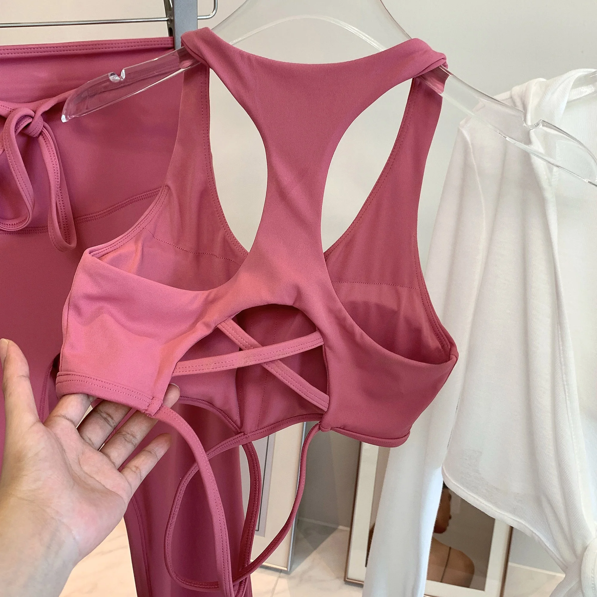 Hohe Taille Bell Bot Yoga Hose Long Sve Sonnenschutz Strickjacke Yoga Top Set Faionable Damen Ensemble