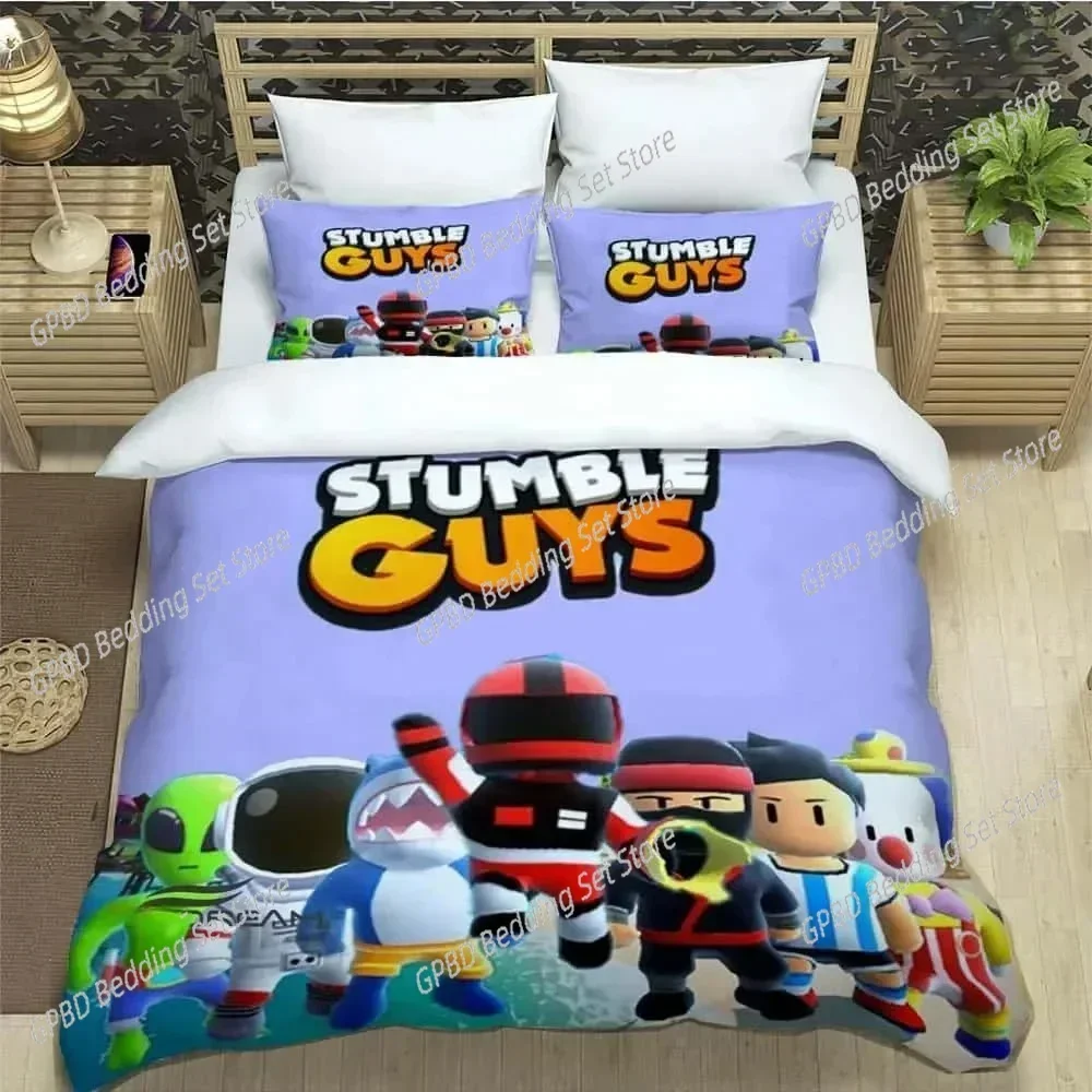 

New 3D Game Cartoon Stumble-guys Comfortable Duvet Quilt Cover Pillowcase Bedding Set Children Bedroom Decoration Home Textile