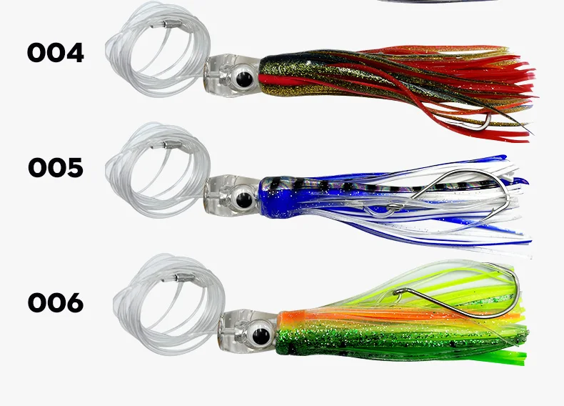 ShareShark 6-teiliges Salzwasser-Schleppköder-Set mit Tintenfisch-Rockködern für Hochsee-Angeln auf Thunfisch und Marlin – Detail 7