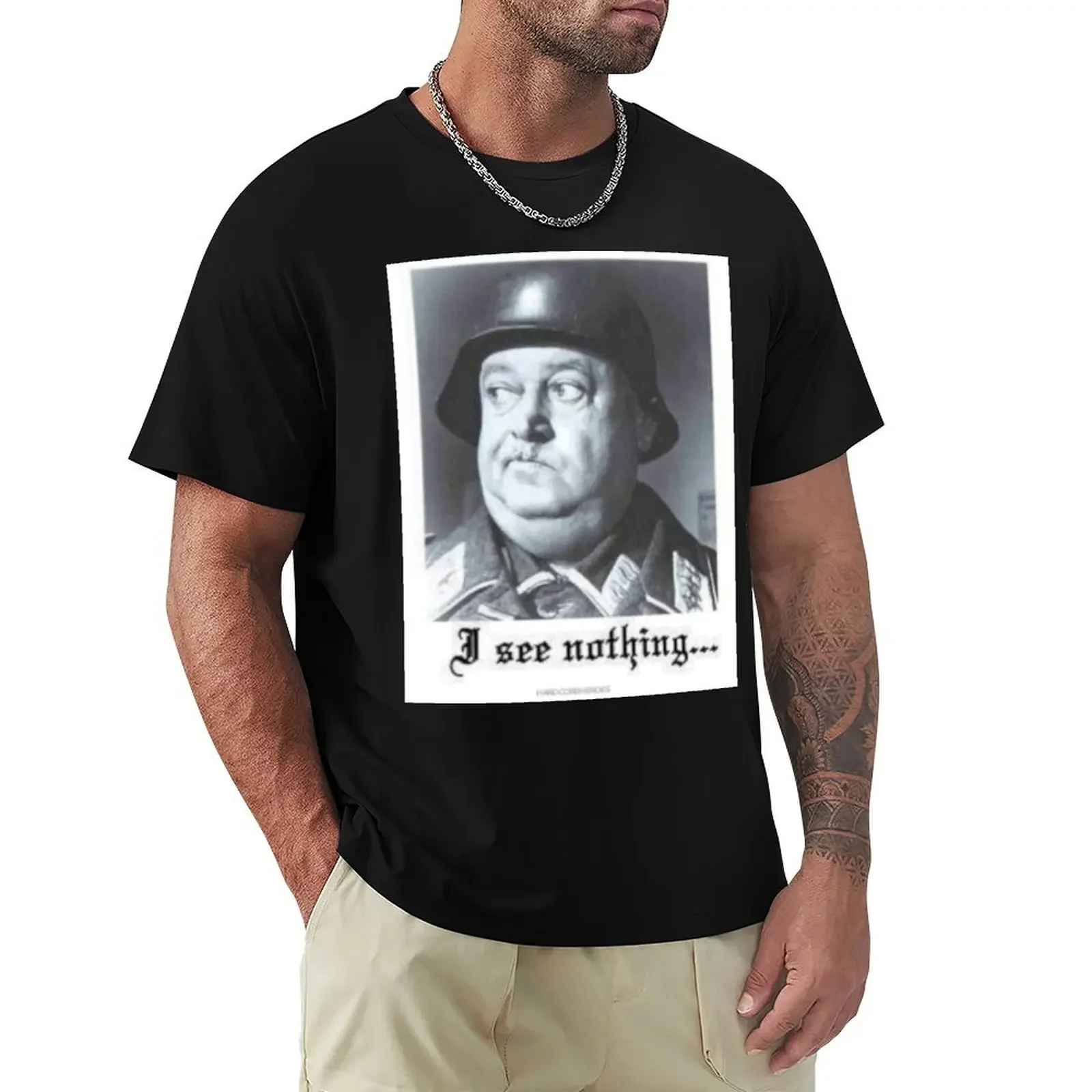 SGT SCHULTZ I SEE NOTHING T-Shirt for a boy tops vintage graphic tee mens clothing