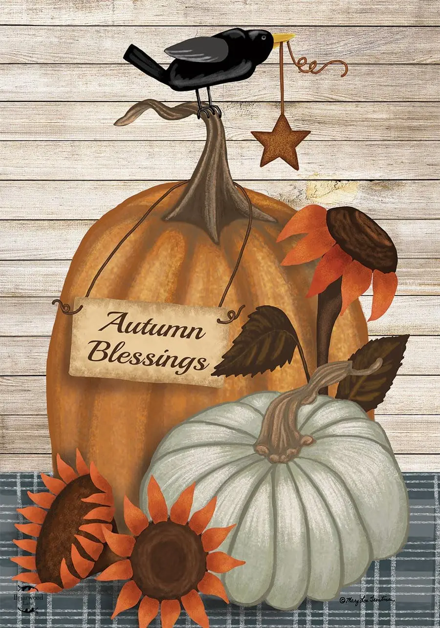 Rustic Autumn Blessings Fall Garden Flag 18