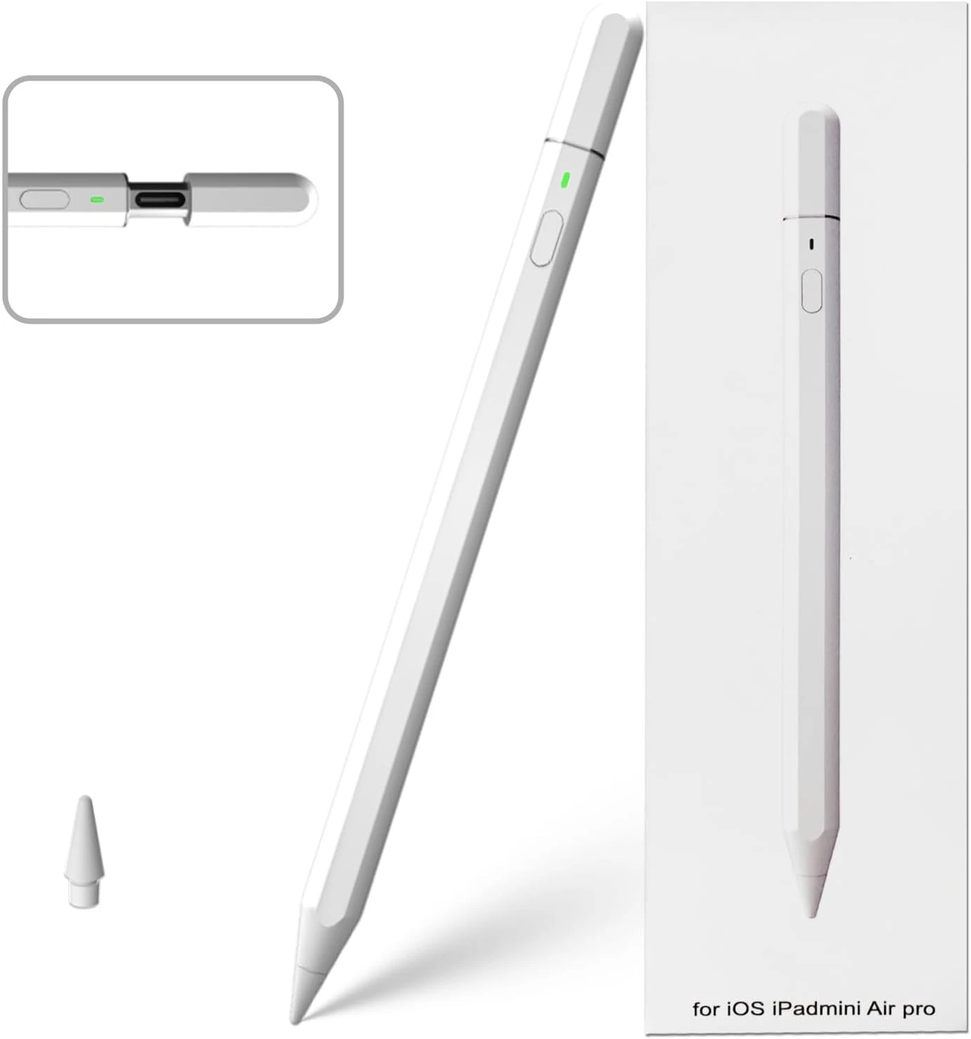 Stylus Pen for iPad 2018- Later,Hidden Charging Port Alternative to Pencil,for iPad 6/7/8/9/10,Mini 5/6,Air 3/4/5, Pro 11