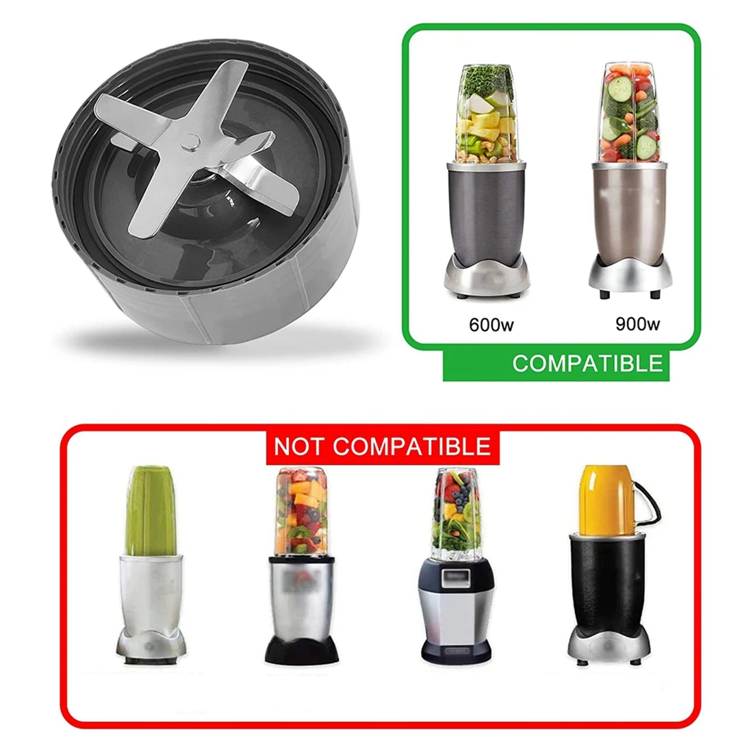 Blade Replacement Part Compatible with Nutribullet Pro 900W/600W Blender Extractor - Include 6 Fins Blade