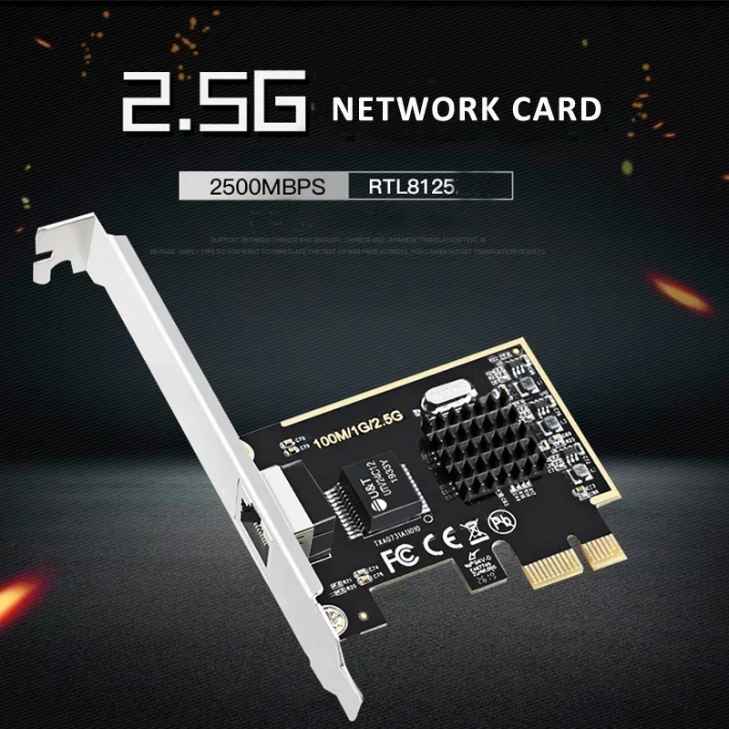 PCIe PCIExpress Network Lan Card 100/1000M/2.5G RJ45 Adapter 1 Port RTL8152 Chipset Gigabit Ethernet Internal for Desktop Wired
