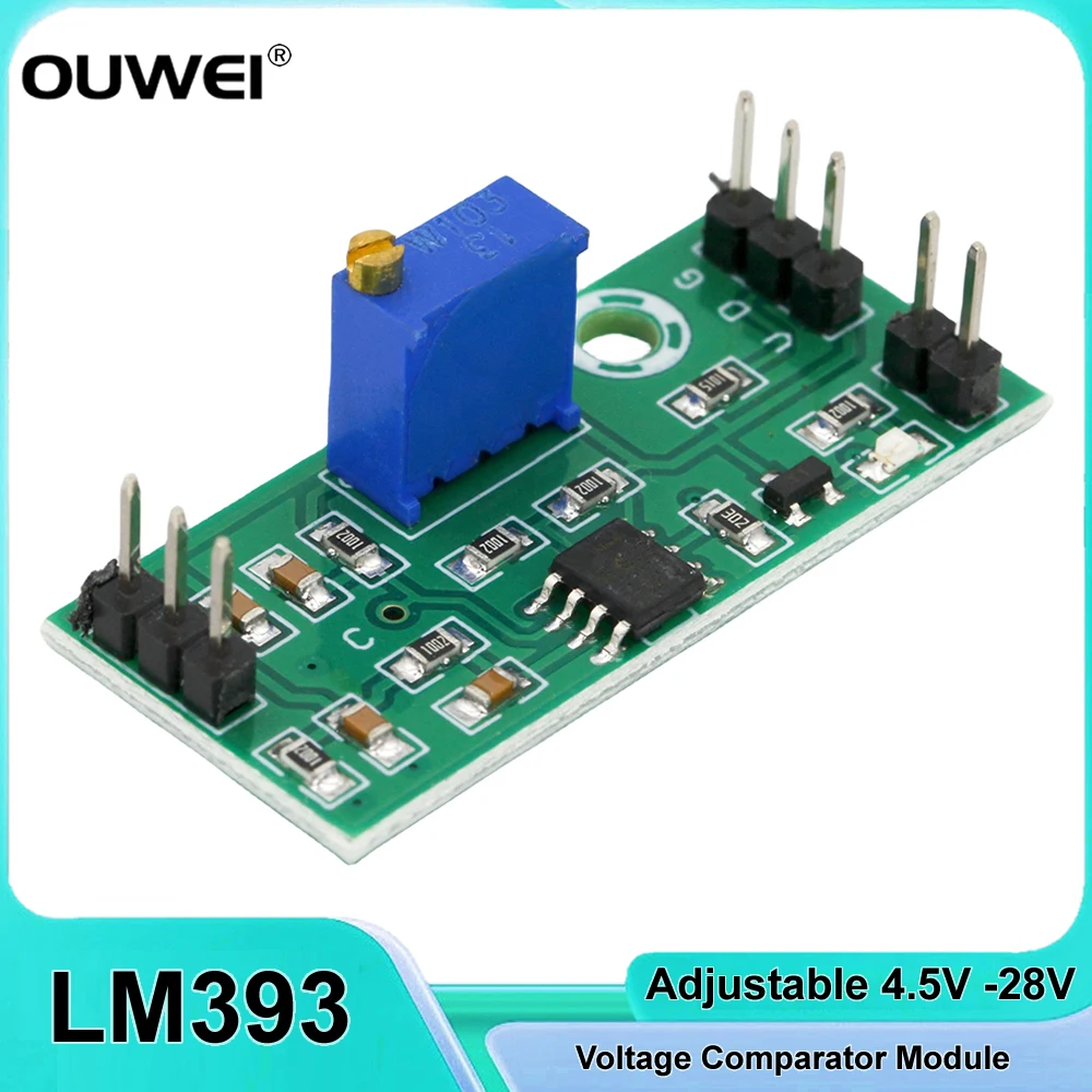 LM393 Voltage Comparator Module LM393 4.5-28V Signal Waveform Adjustable High Level/Load Drive Dual Channel High Voltage Module