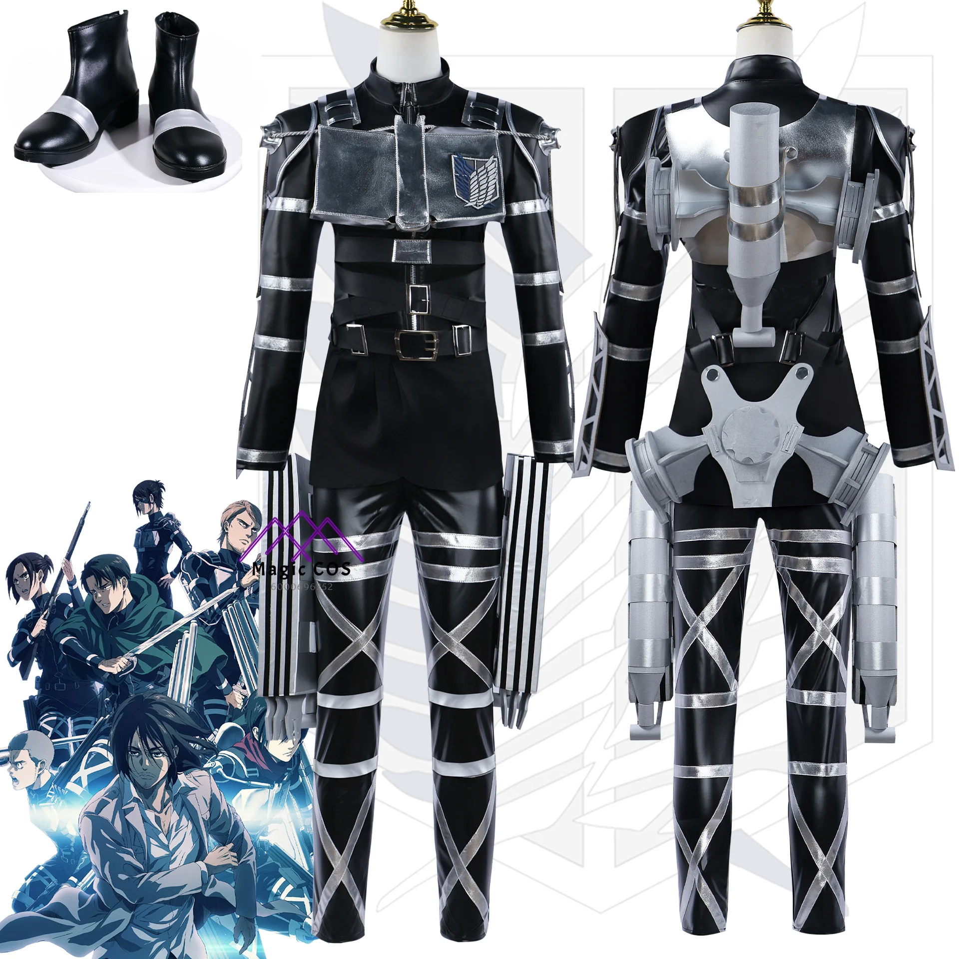 

In Stock Hot Cosplay Costume Shoes Final Season Titan Jean Levi Mikasa Ackerman Armin Connie Hange Eren Combat Suit Halloween