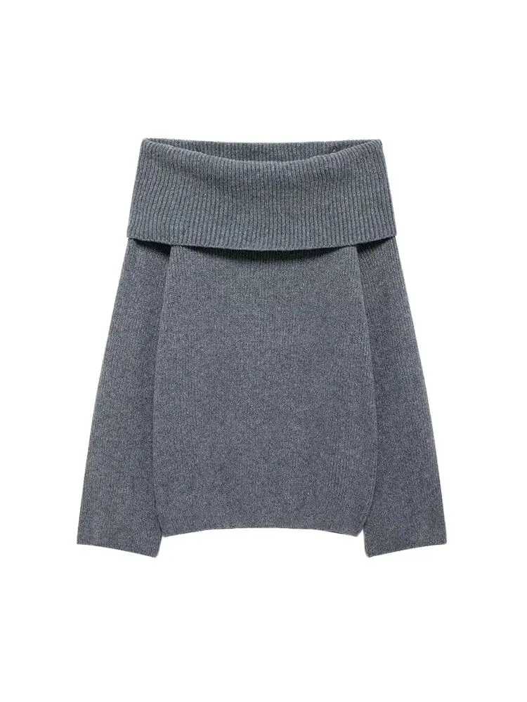 Women\'s Long Sleeve Straight Neck Sweater Thick Warm Chic Fashion Pullover Top