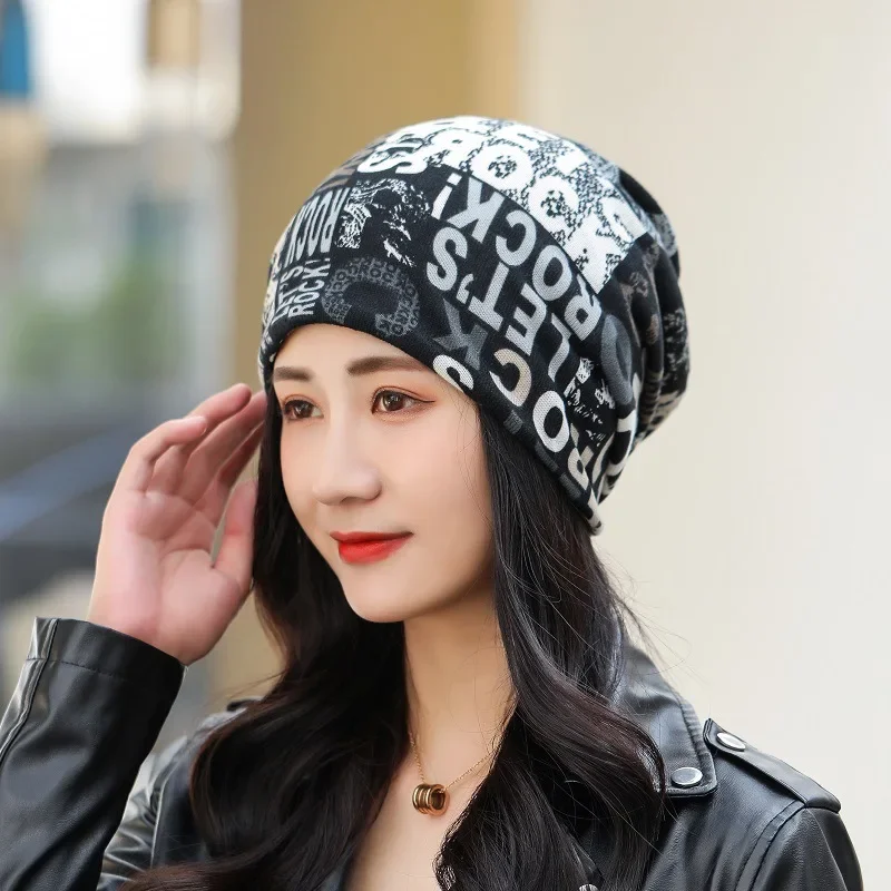 Women Warm Floral Beanies Skullies Winter Headscarf Hat Multifunctional Windproof Casual Imitation Cashmere Cap Postpartum Caps