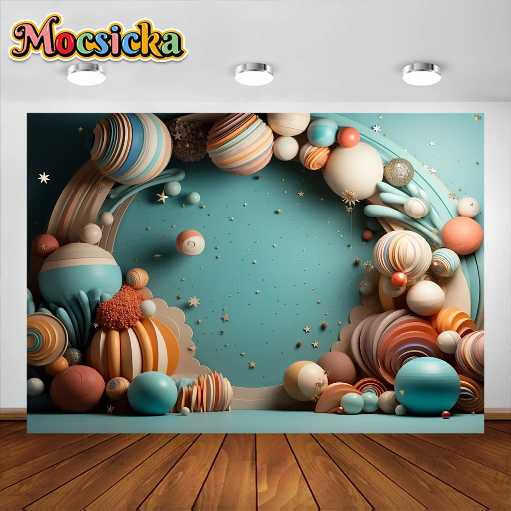 Balão de ar quente fotografia fundo, cortinas azuis, franja folha, lantejoulas, chuveiro de bebê, menino, decoração de aniversário