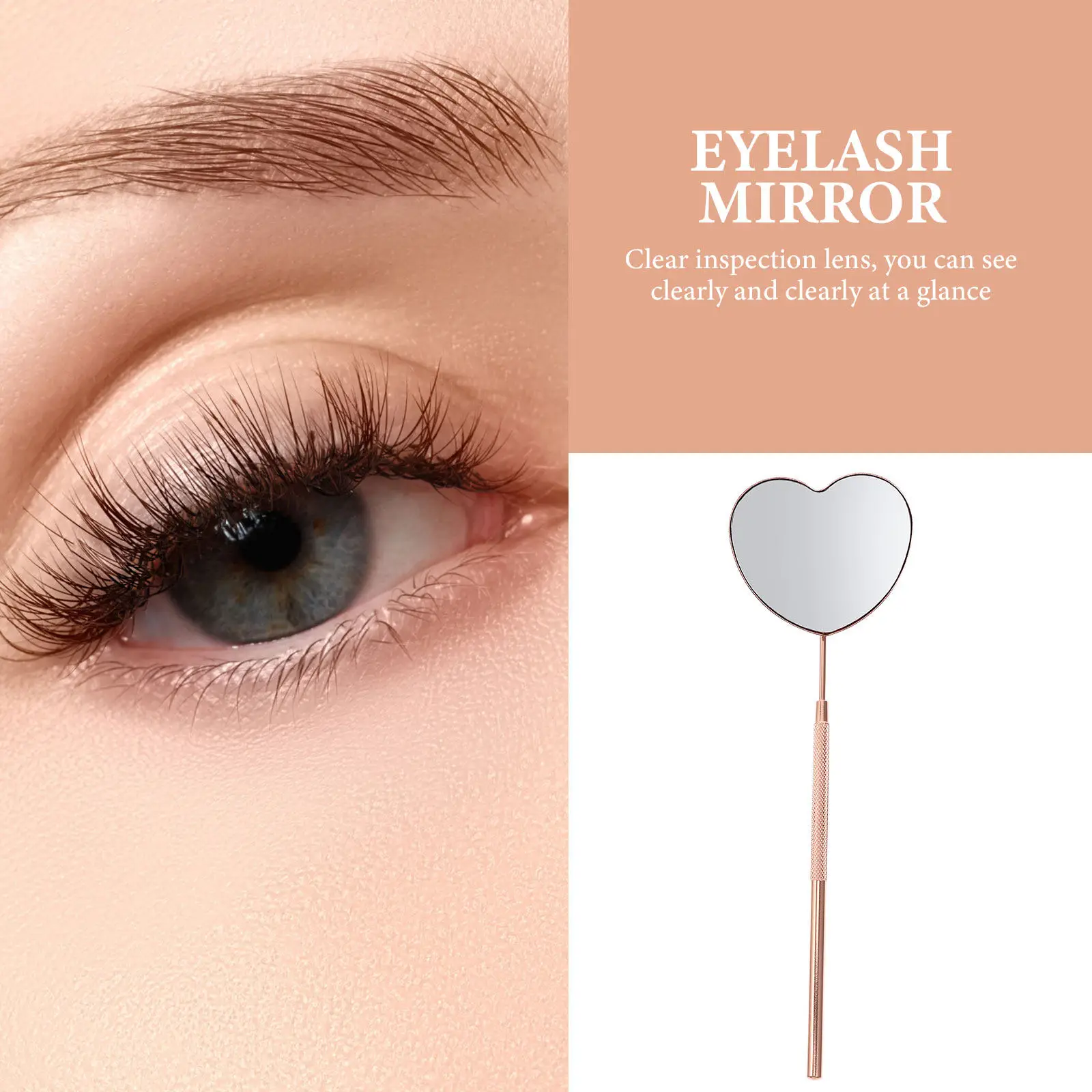Compact Stainless Steel Eyelash Mirror Portable Clear Glass Lash Inspection Mirror for Extension Salon Tool Handheld Mirror,