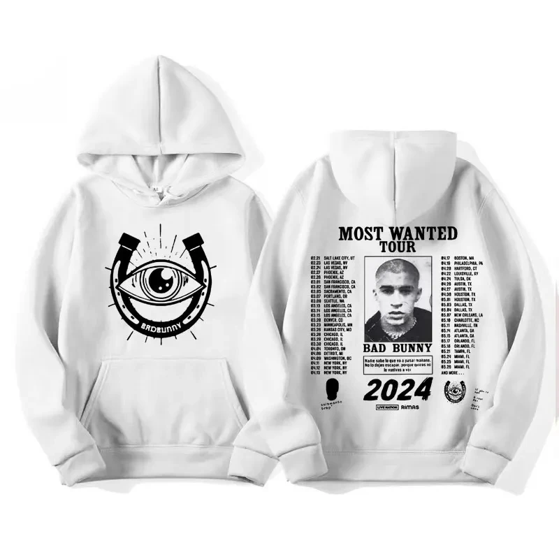 Men's Nadie Sabe Lo Que Va A Pasar Manana Album Hoody Gothic Oversized SweatshirtHip Hop Bad Bunny 2024 Most Wanted Tour Hoodie