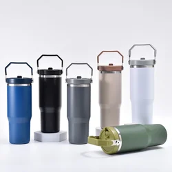 Hervidor de agua para deportes al aire libre, termo portátil de acero inoxidable de 30OZ para coche, taza para coche, botella para gimnasio al aire libre, botellas de agua motivacionales