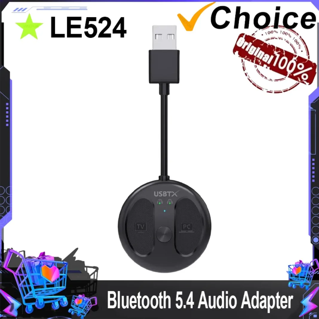 

New 3C-USB Bluetooth 5.4 Audio Transmitter 50M Barrier-Free Wireless Stereo Music Adapter USB Dongle Connect 2 Headphones