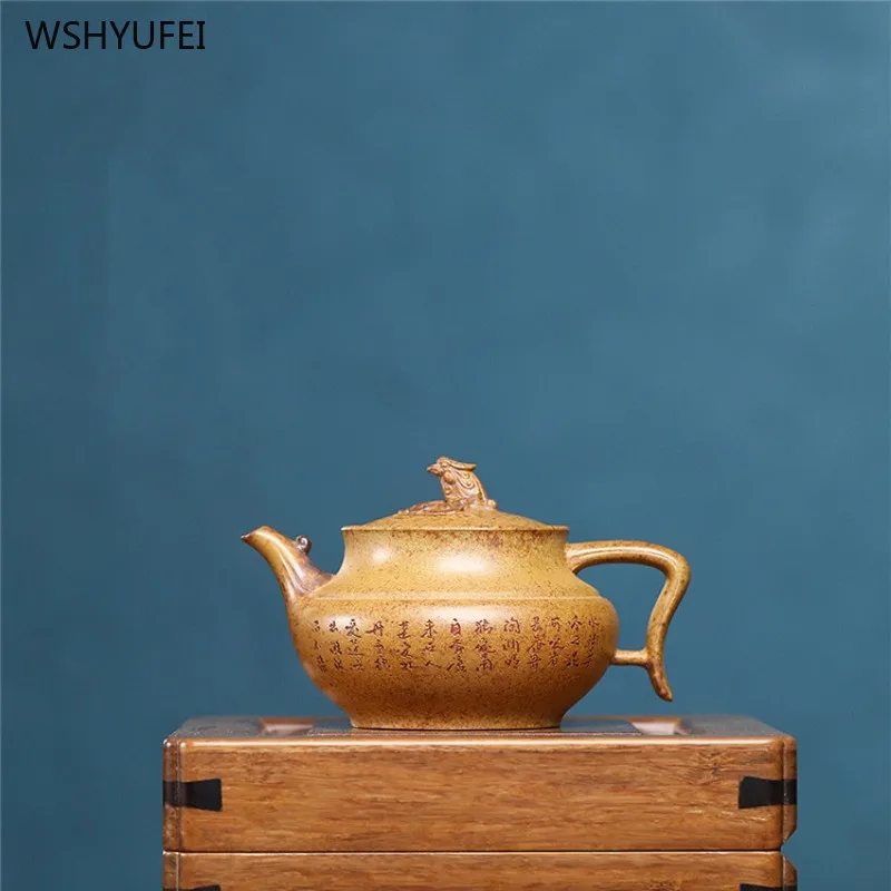 

290ml teapot Yixing Purple Clay Pot Hand carved teapots for high-temperature firewood burning in raw ore Chinese style tea pot