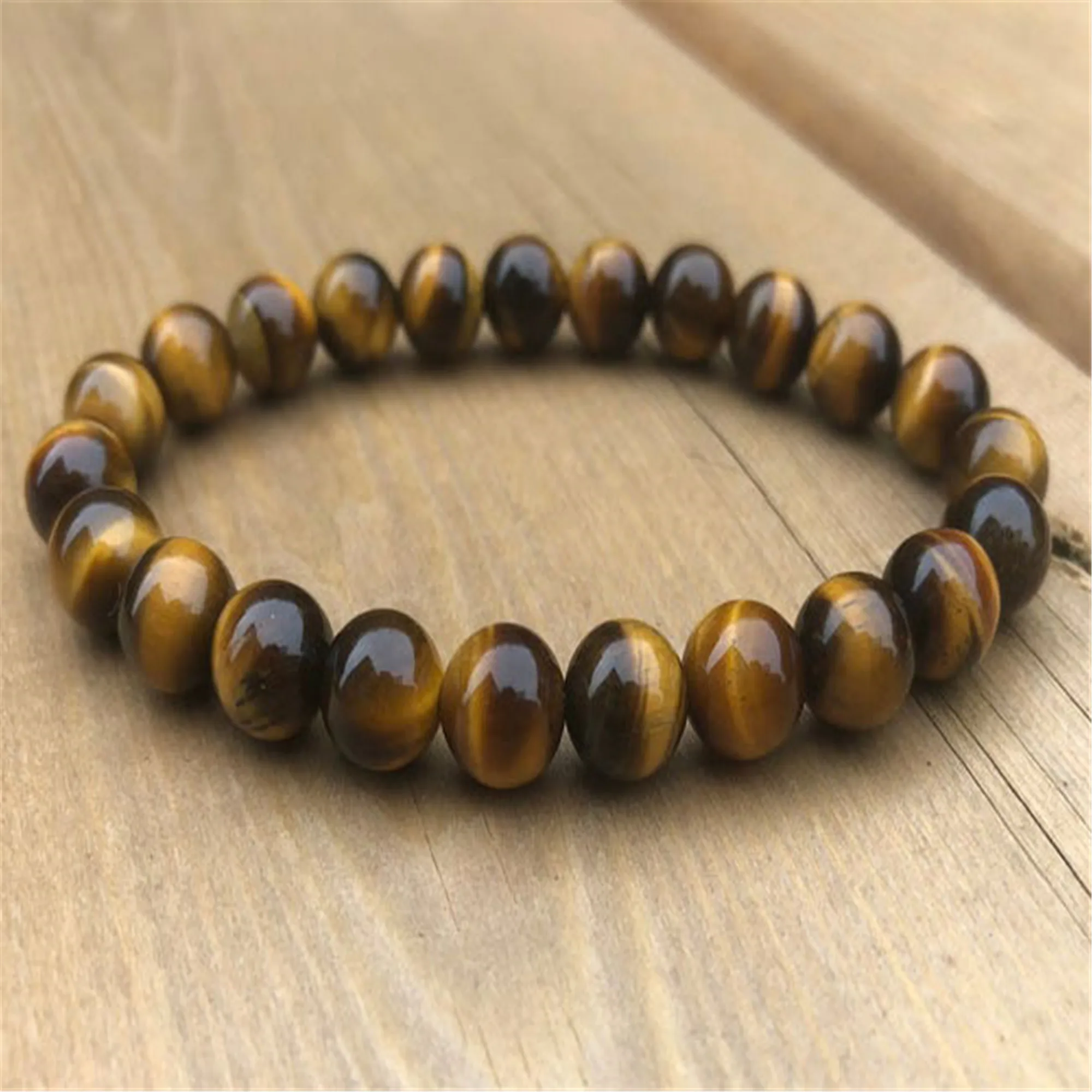 

8mm Natural Tiger Eye Stone Mala Bracelet Semi-Precious Stones Handmade Party Wear Wrap Artisan Unique Cuff Men