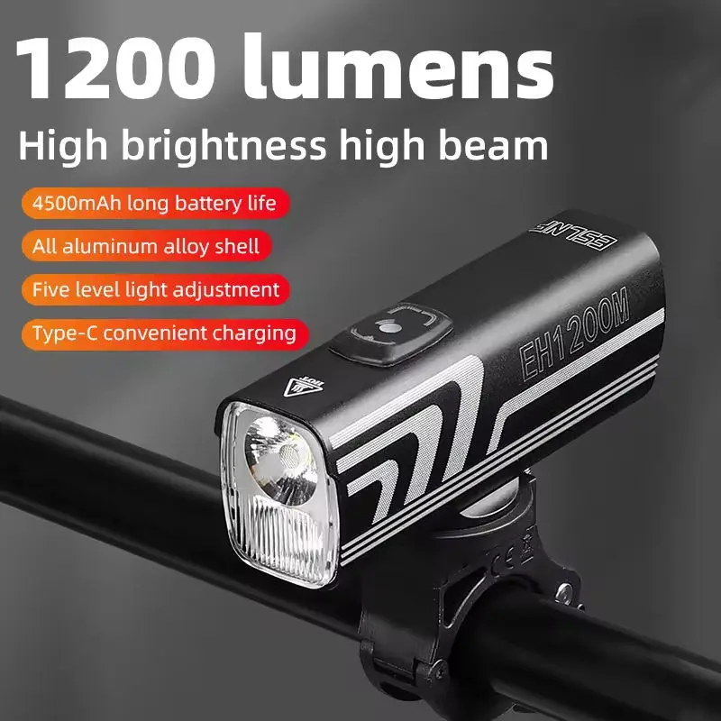 eslnf-1200ルーメン自転車ヘッドライト、ハイライトmtbロードバイクアルミ合金自転車定常光量フロントライト自転車ライト