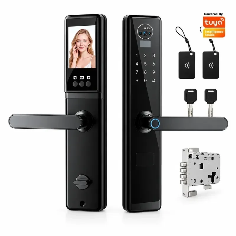 One Grip Smart Lock 3D Face Recognition Remote Video Intercom Fingerprint Password Card Swipe Electronic Door Lock