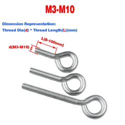 Carbon Steel Eyebolt / Ring Hook / Ring Bolt  / Closed Sheep Eye Machine Tooth Screw M3M4M5M6M8M10