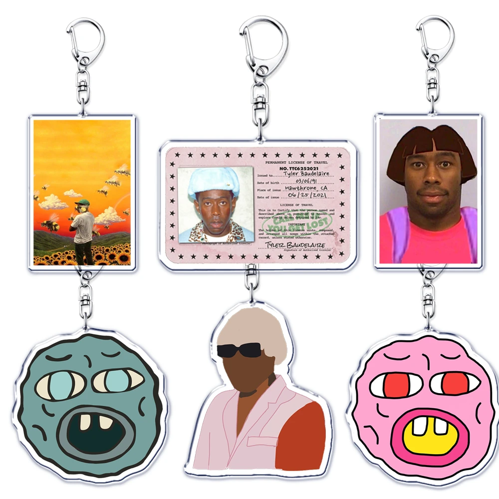 Hip Hop Rap Rapper Singer Keychains for Accessories Bag Key Chain Ring Flower Boy Cherry Bomb Golf Jewelry Fans Gifts Keyrings