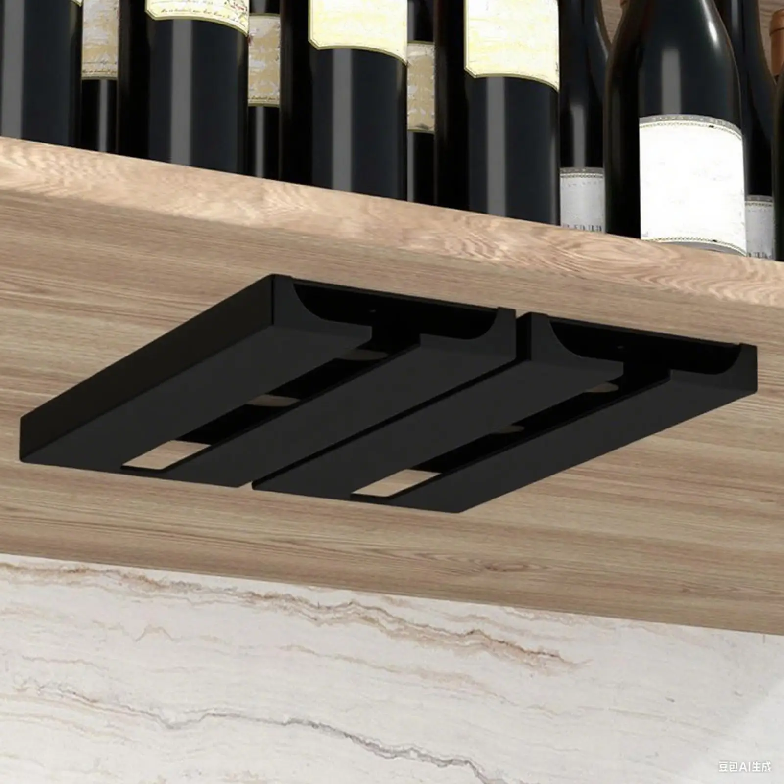 

Подвесная подставка для винных бокалов под шкаф, 4 штуки, самоклеящийся органайзер для бокалов, полка без сверления, подставки для стаканов для квартиры и баров