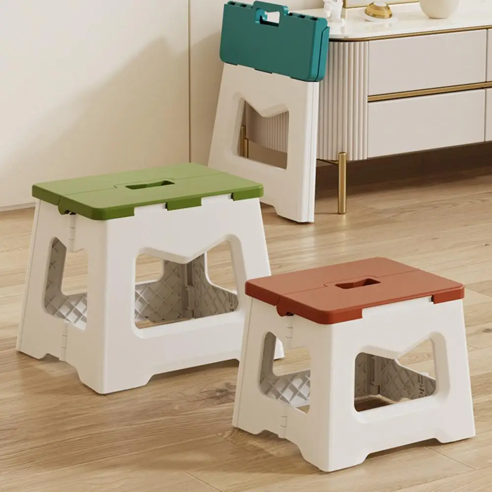 Foldable Step Stool with Handle, Multifunctional Plastic Footstool for Kids & Elderly, Portable Seat Cushion for Home Storage
