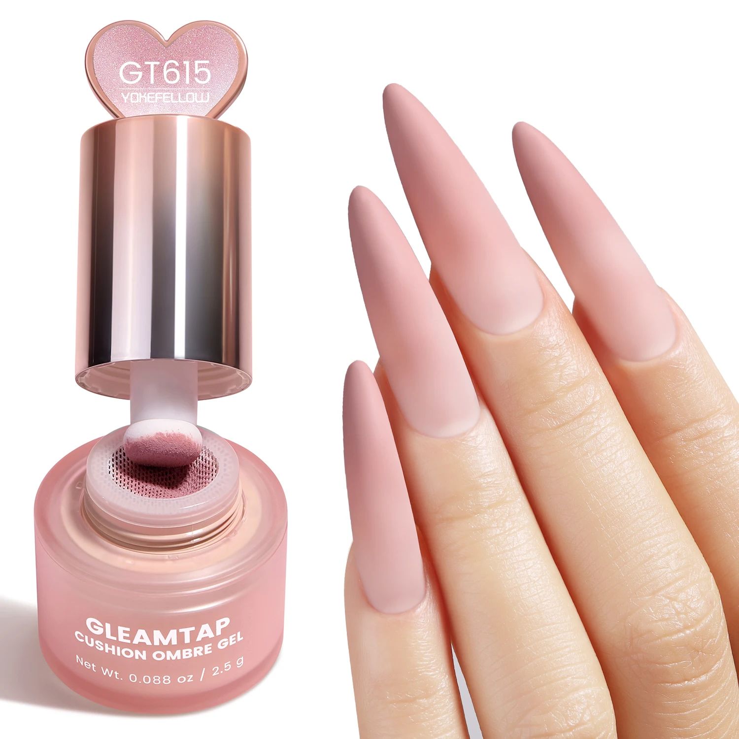 YOKEFELLOW GleamTap Cushion Ombre Painting Gel Schwämme Neon-Orange Hochpigmentiertes No-Wipe Gradient Pat Pat Gel Polish GT624 – Detail 17
