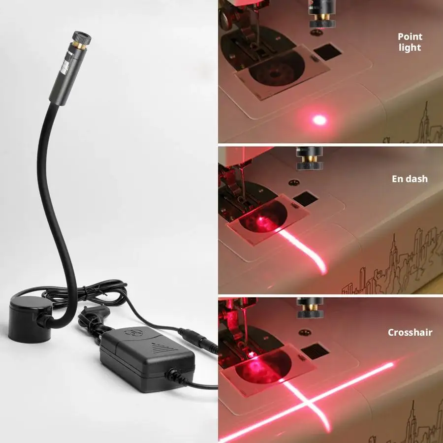

Sewing Machine Laser Guide Light Flexible Gooseneck Magnetic Base 3Pattern Projection Dot Line Crosshair for Quilting Embro C8J4