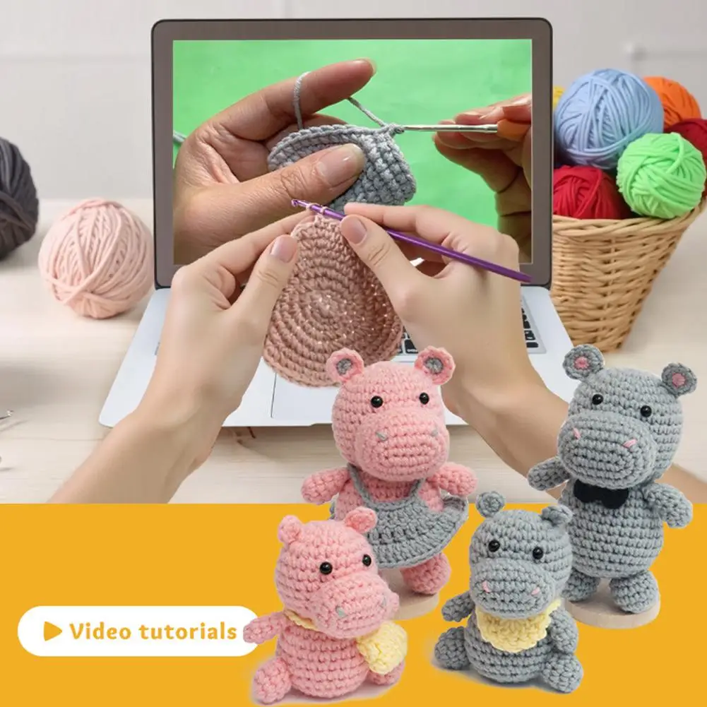 

Crochet Animal Kit with Video Tutorials Premium Cotton Yarn & Essential Crochet Tools Beginner-Friendly for DIY Crafts S5R3