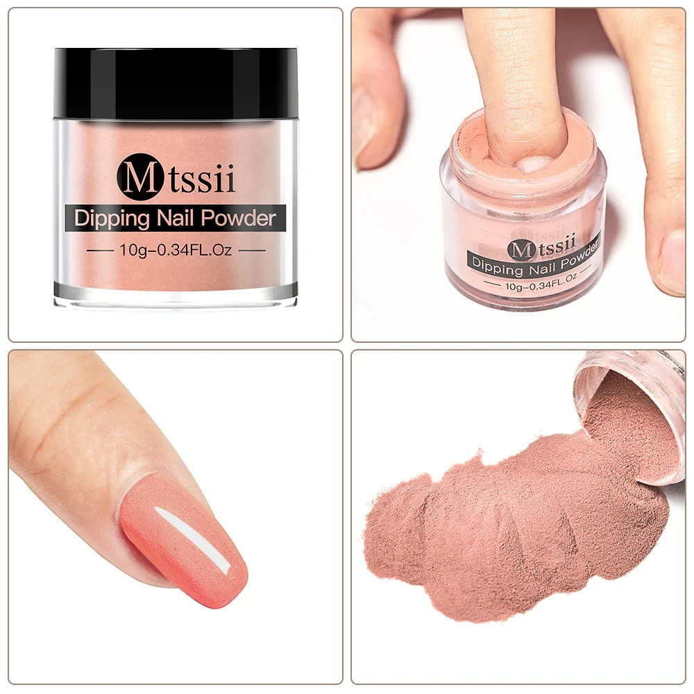 Mtssii-Polvo de inmersión acrílico para uñas, No necesita lámpara, secado Natural, larga duración, purpurina, manicura artística