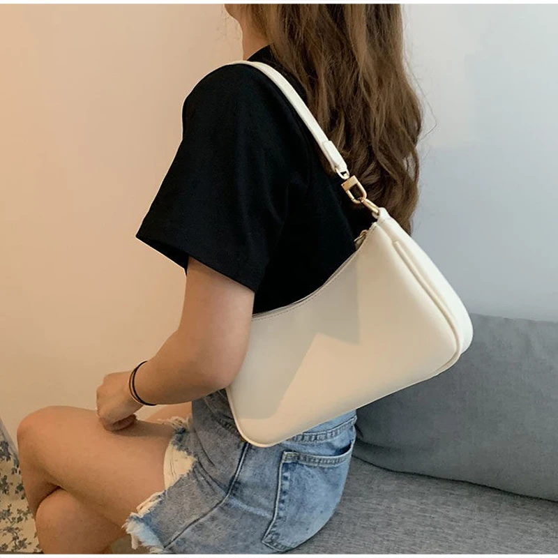 Hobo-Kettenriemen-Umhängetasche, Vintage Leichte Casual Handtasche, Einfarbige Pendler-Arbeits-Reise-Damentasche – Detail 13
